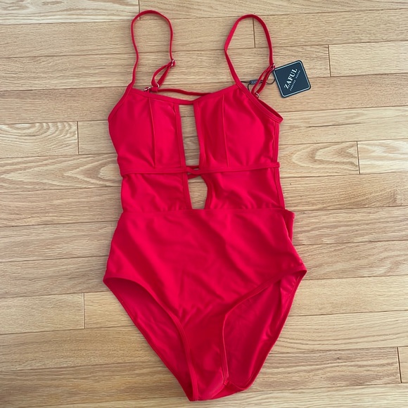 💞 2/$20 NWT ZAFUL Red One Piece Strappy Bathing Suit - Picture 4 of 6